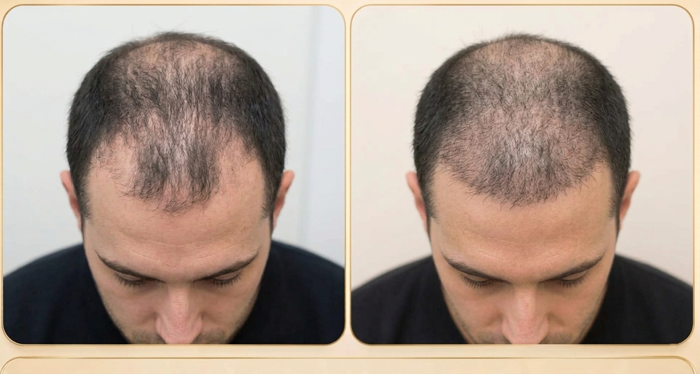 PRP hair restoration before and after at MJ Aesthetics, North York, Toronto