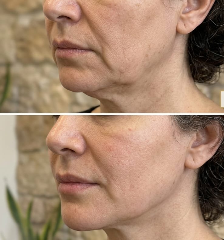 Jawline contouring results after biostimulator treatment at MJ Aesthetics, North York, Toronto